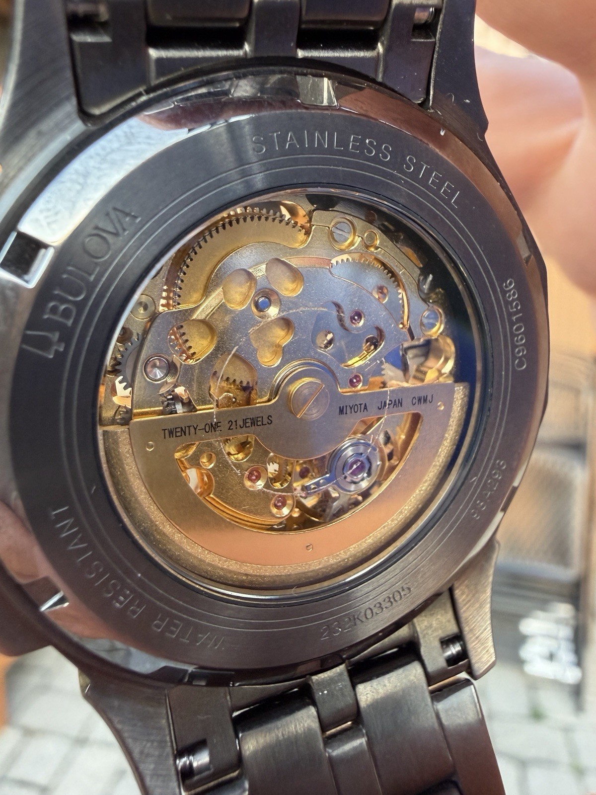 Bulova 98A203 Modern Automatic Skeleton Black IP Crystal Men’s Watch 42mm