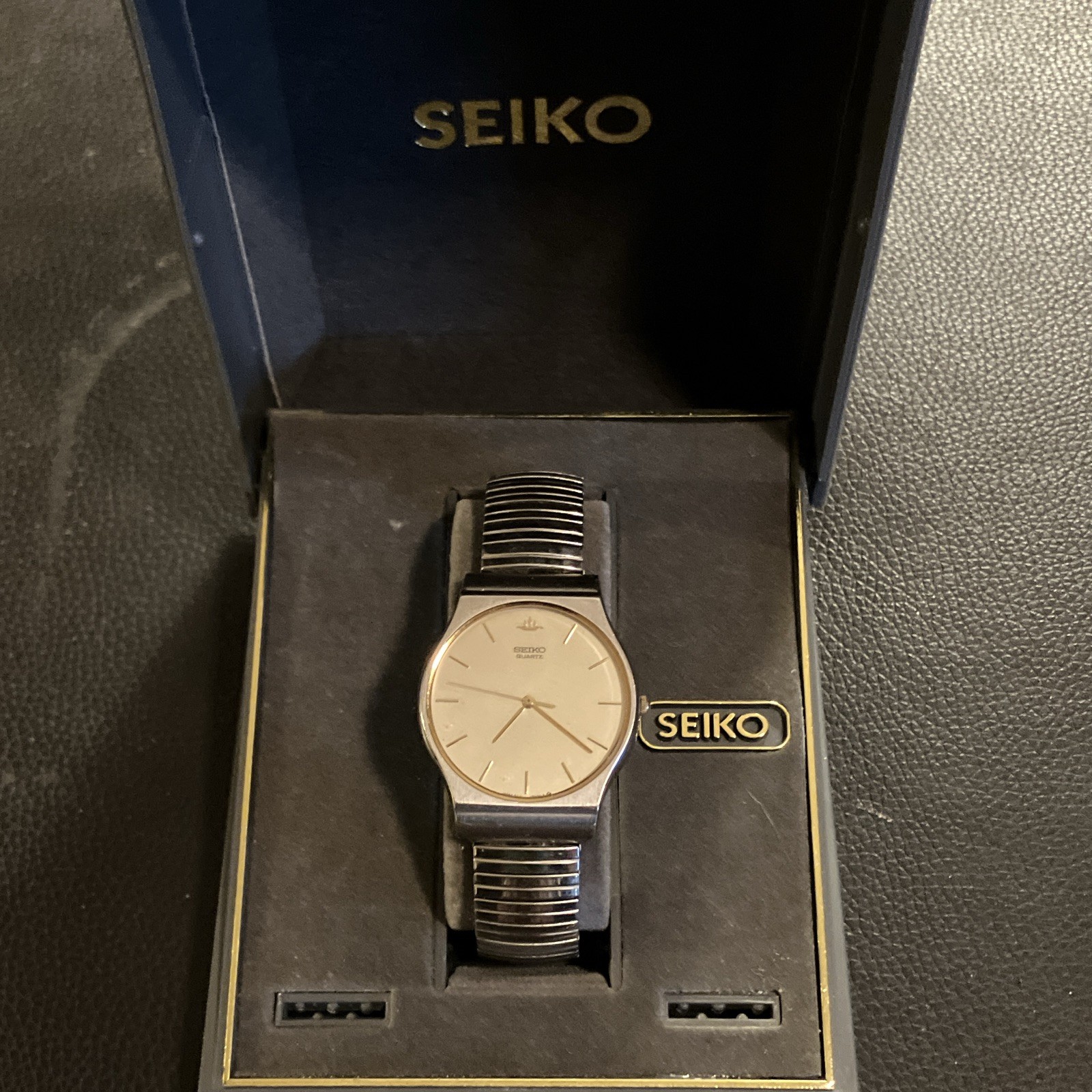 1997 Seiko Galaxy Quartz Champagne Dial Stainless Steel Bracelet Watch w/ Box
