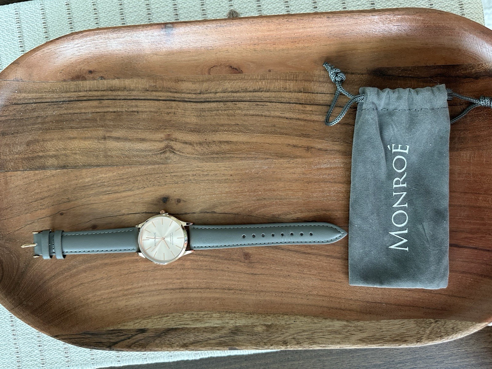 Monroe by Maestro Classique Collection Rose Gold Tone Leather Band Watch