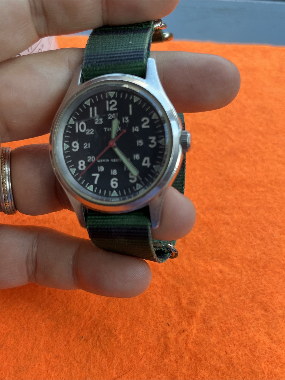 Timex J. Crew Circa 2008 Quartz Military Field Wristwatch Black Dial New Battery