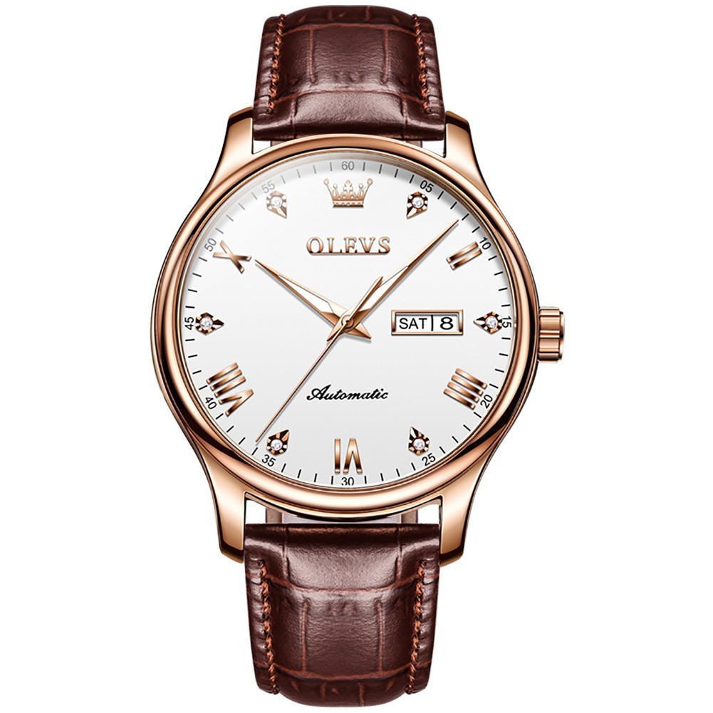 OLEVS 9932 Luxury Multi-functiom Leather Business Male Female Mechanical Watch