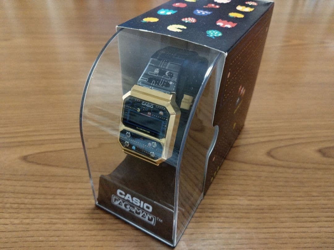 Casio A100WEPC-1BJR Pac-Man Collaboration Quartz Watch 40.7mm Gold Plated