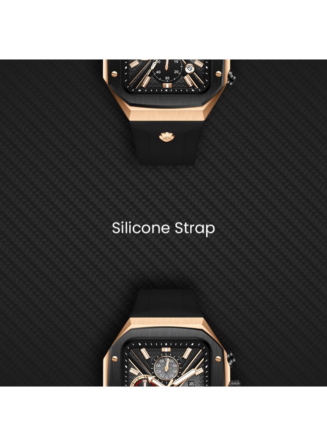 Kenneth Scott Men’s Chronograph Watch | Black Dial, Rose Gold Case, 44mm