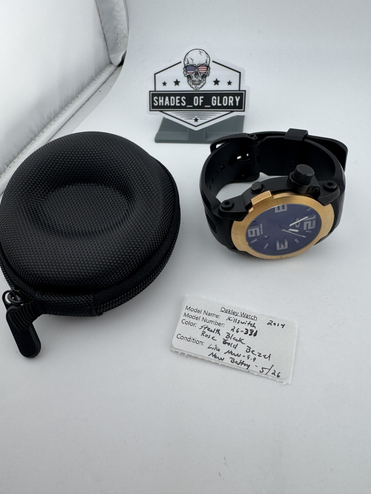 OAKLEY KILL SWITCH STEALTH BLACK WHITE W/ ROSE GOLD BEZEL WATCH 26-331 AUTHENTIC