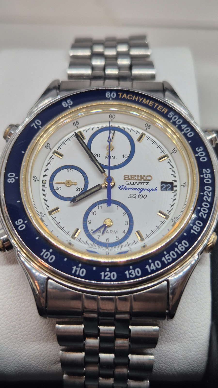 Vintage 1990 Seiko SQ100 Chronograph Alarm 7T32-6B5A . all original and working