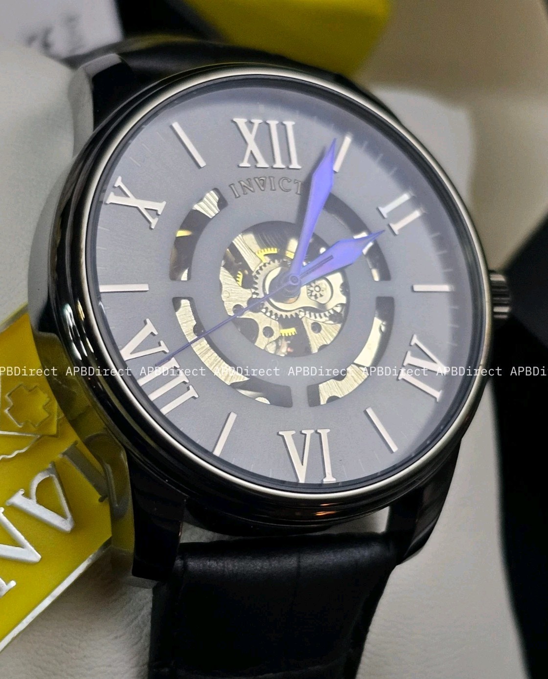 Invicta Objet D Art – Automatic – Skeleton Flame-Fusion Black Leather mens Watch