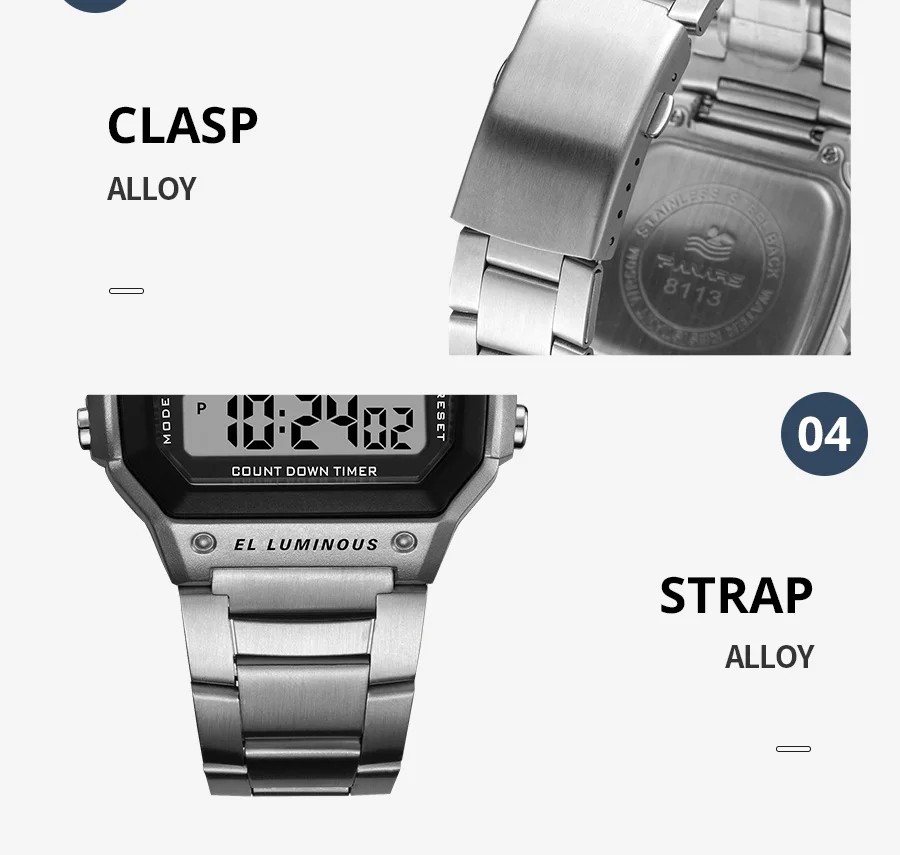 Men’s Digital Multi-Function Watches Dual Time Alarm Backlight Waterproof Watch