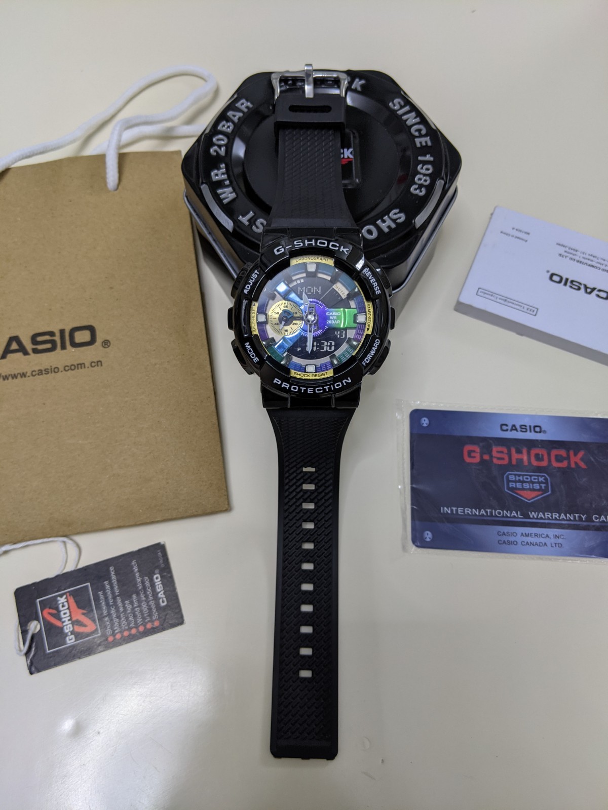 Casio G-Shock Analog Digital Men’s Watch Black Resin Band 20BAR Chronograph