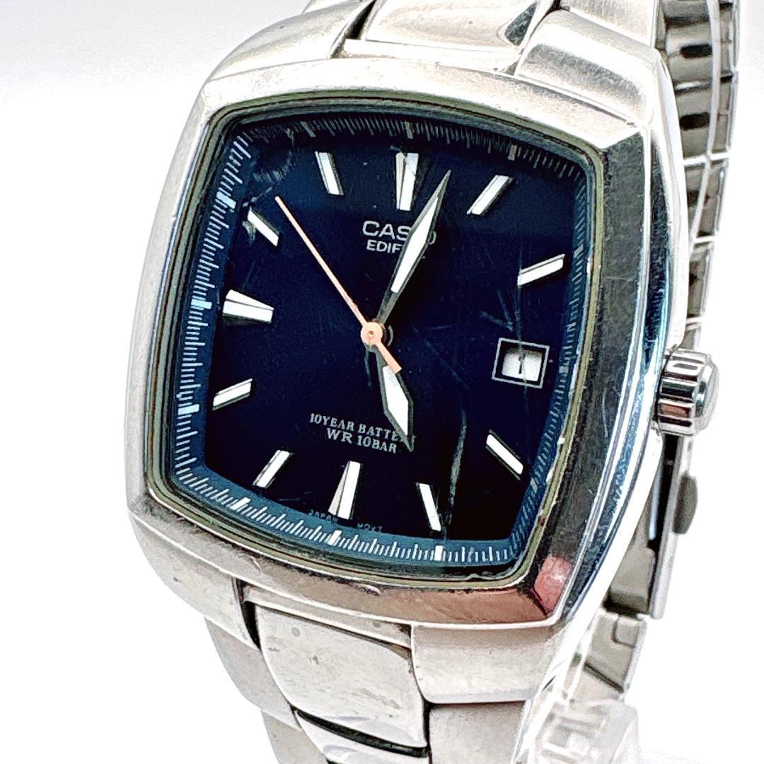 Casio Edifice EF-119 Quartz Mens Navy Dial Square Case Watch Japan