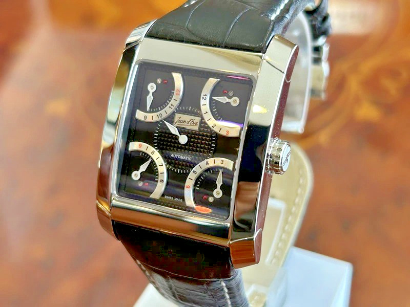 Jean d’Eve Quarta Automatic 927051NAAAK Retrograde Mens Watch Black Leather Box