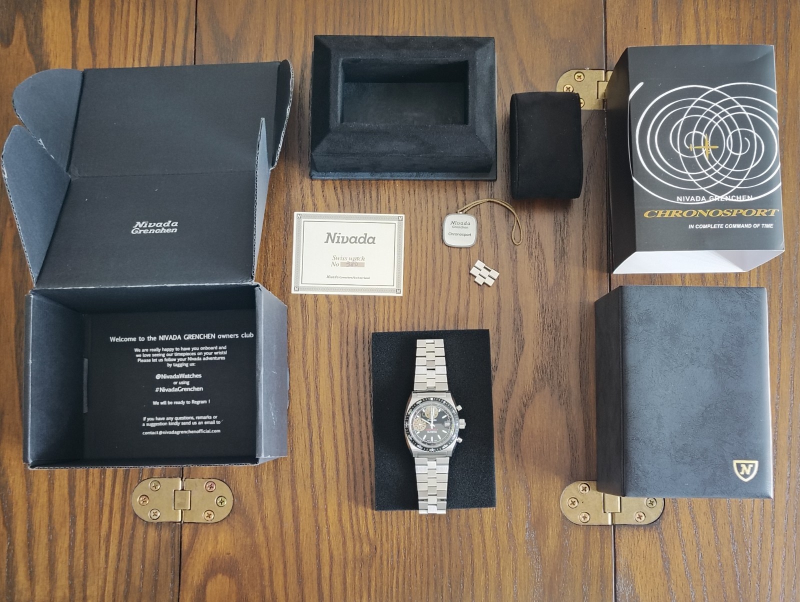 Nivada Grenchen Automatic Chronosport Full Set 38mm Autochron White 77002A45