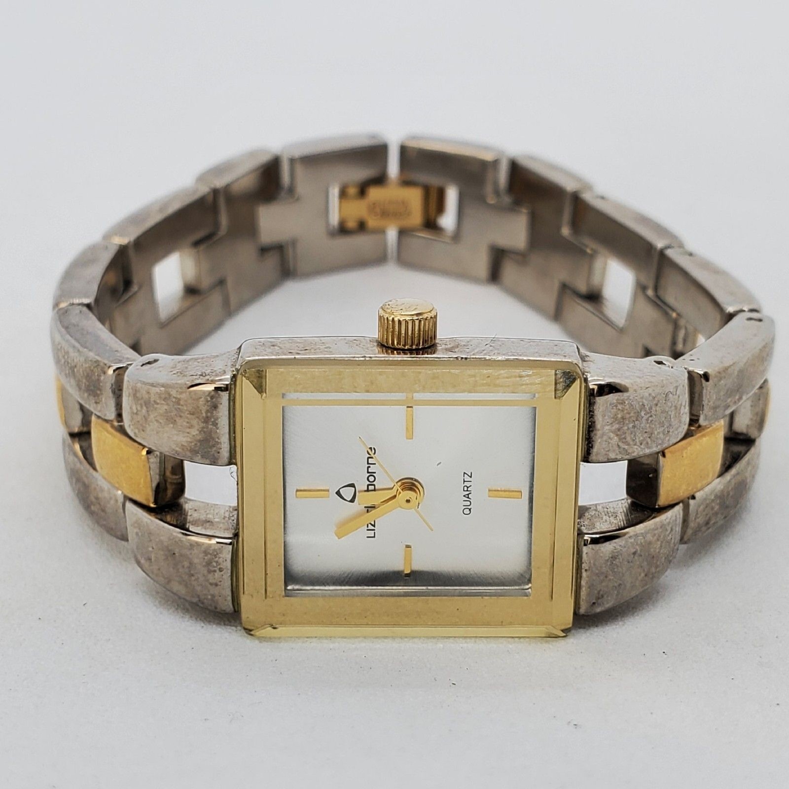 Liz Claiborne Women’s Watch 18MM Gray Dial Gray Gold Bracelet 5.75″ New Battery