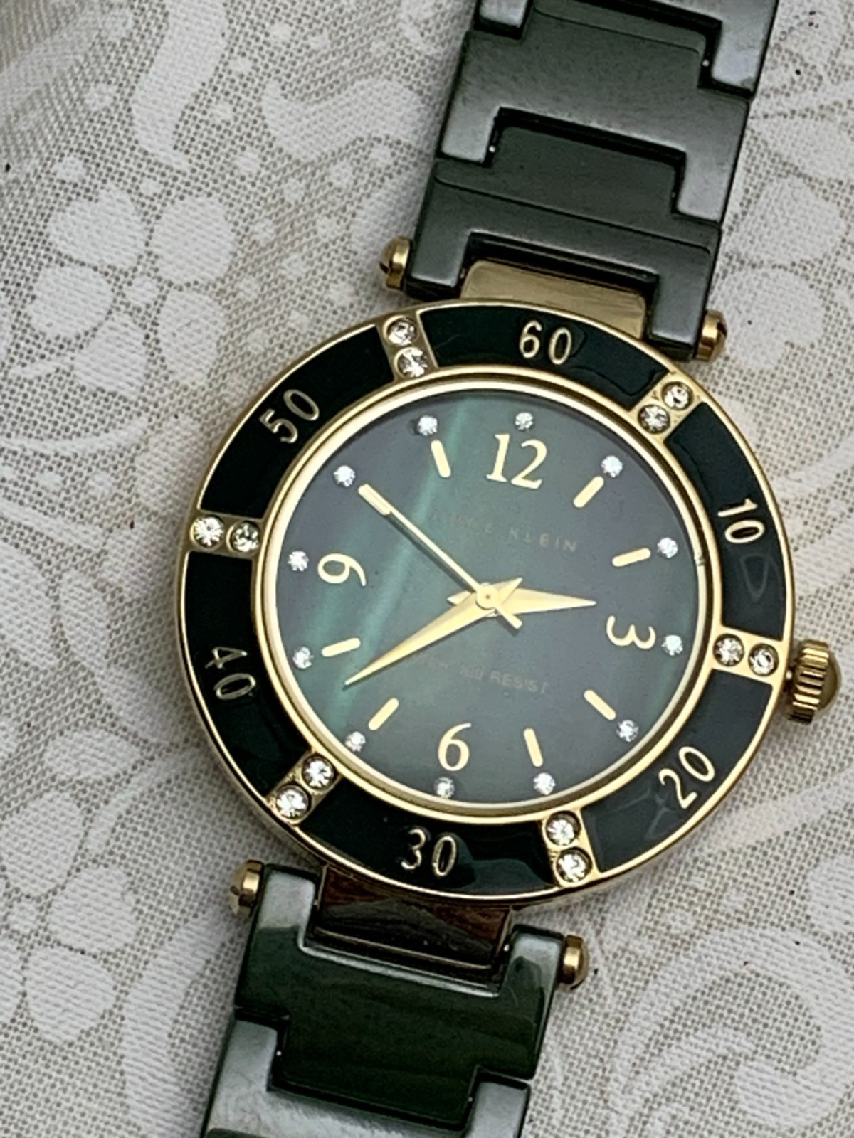Anne Klein Dark-Green Ceramic Mop Water Resistant Adjustable Watch