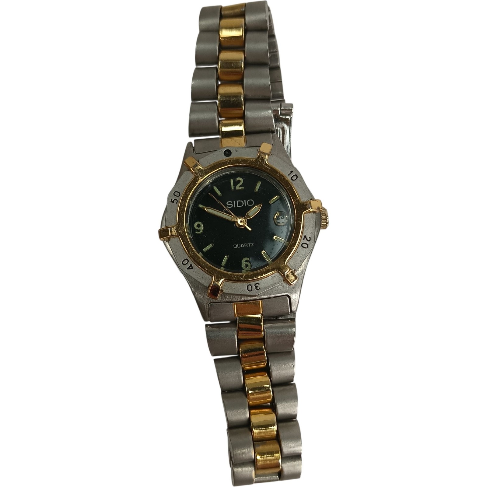 Sidio Quartz Wristwatch TwoTone Stainless Steel Gold Black Spare Repair Preloved