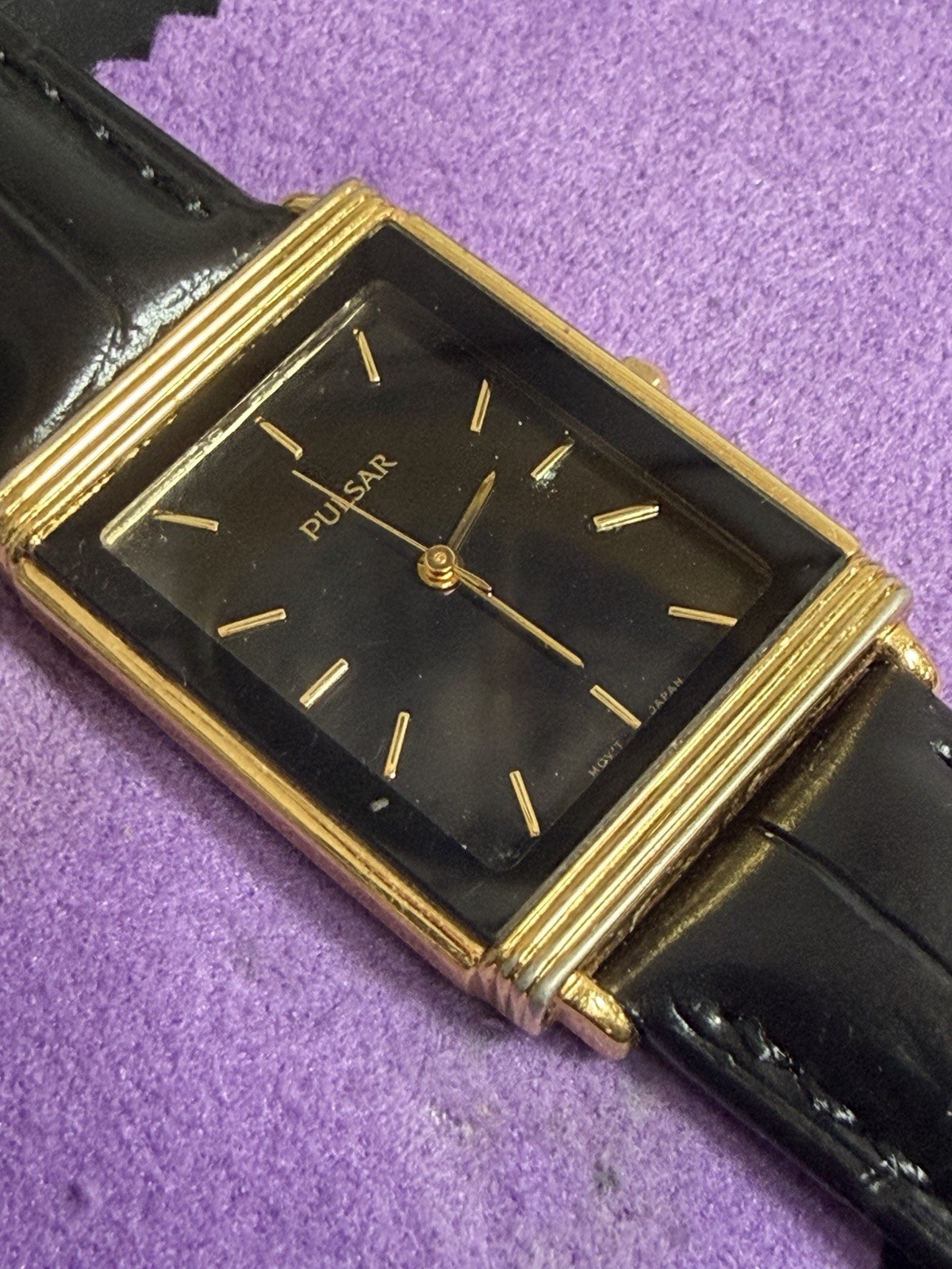 Pulsar Tank Quartz Watch, New Leather Band Unworn, New Battery, Runs Great!