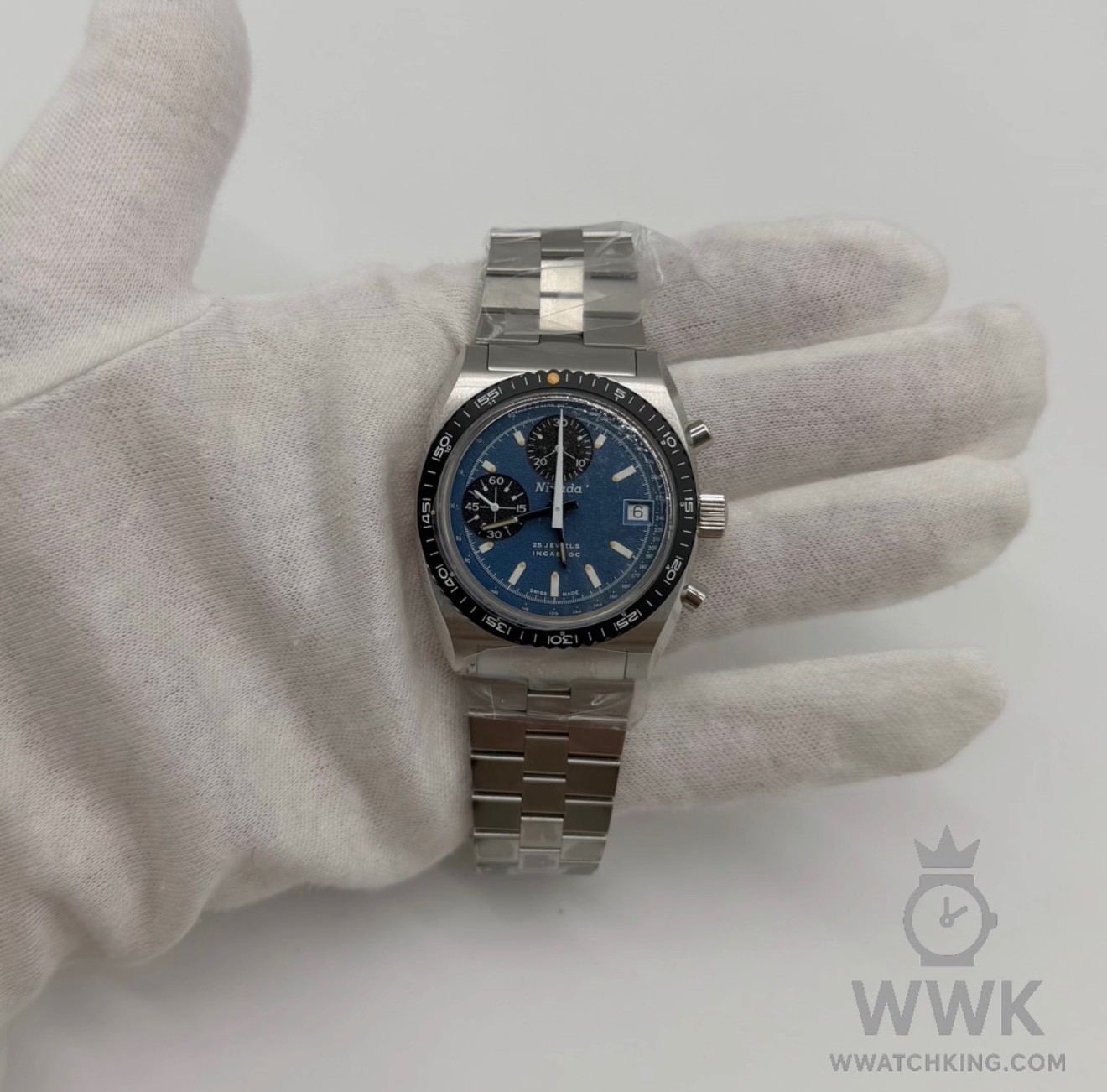 Nivada Grenchen ‘Autochron Blue’ | Ref 77003A45 | Bracelet | Full Set