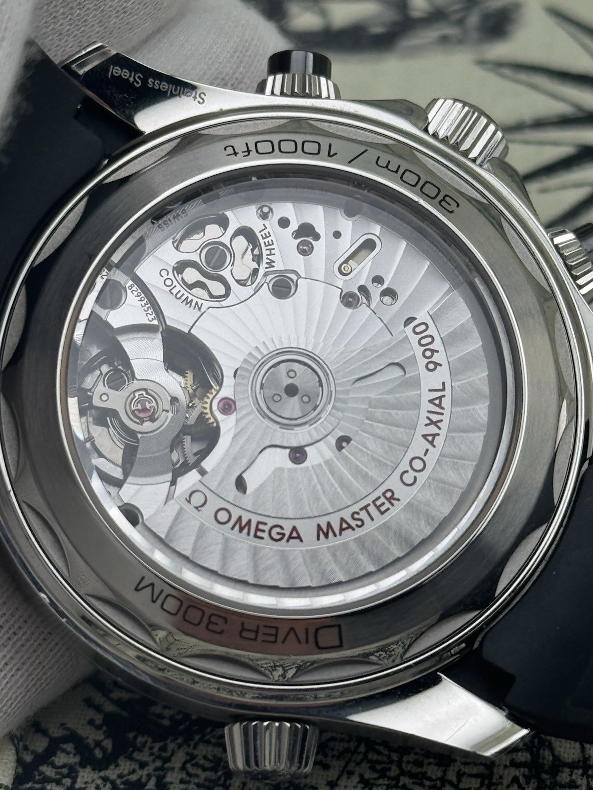 Omega Seamaster Diver 300 Chronograph Black 44 Wave Dial Steel Rubber CO-AXIAL