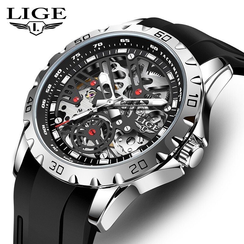 Men Sports Watch Automatic Mechanical Luminous Waterproof Diver Wristwatch Boxed
