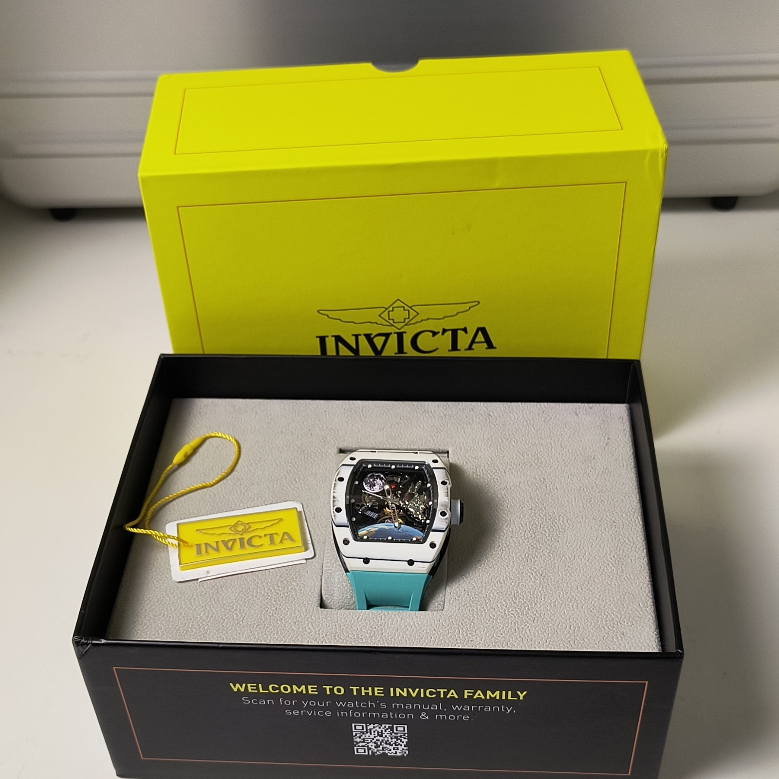 Invicta Automatic S1 Rally Interstellar Tiffany Blue Silicone Strap Watch Box