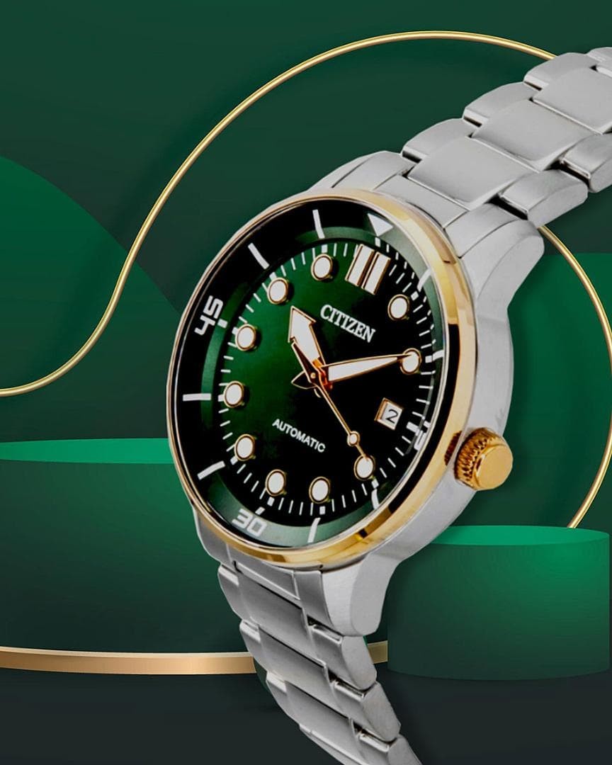 New Citizen Mechanical Automatic Watch with Transparent Back Emerald Green 100m