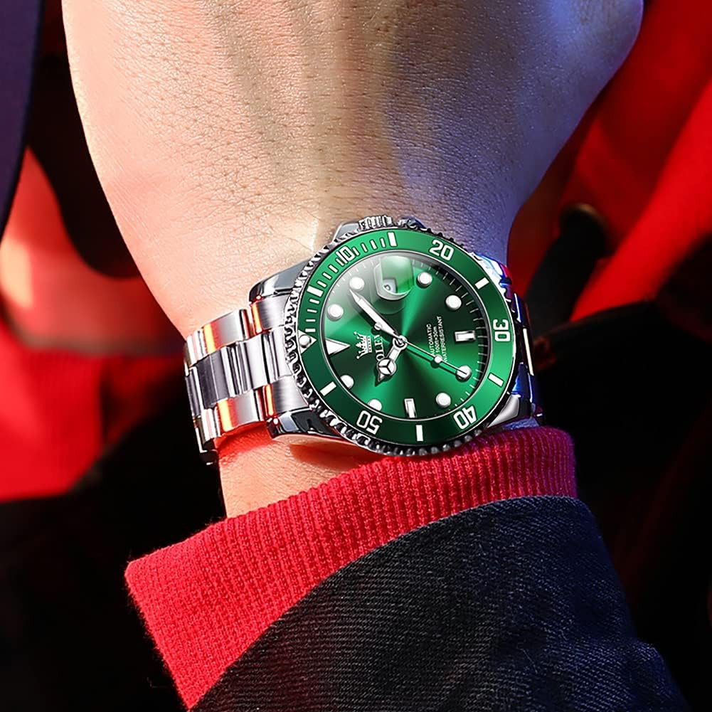 Stylish Men’s Waterproof Automatic Watch with Luminous Hands and Large Face