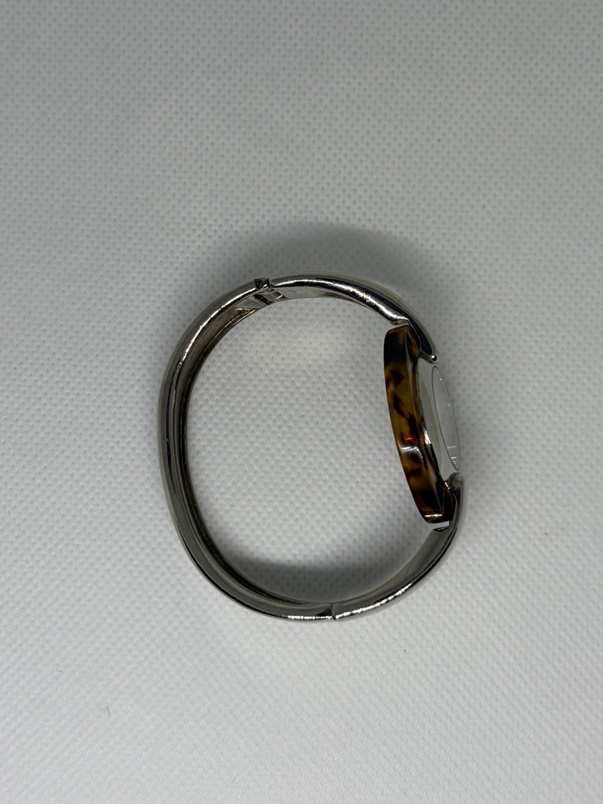 Becora Quartz Hinged Bangle Watch Silver Tone & Tortoiseshell Women’s Bracelet