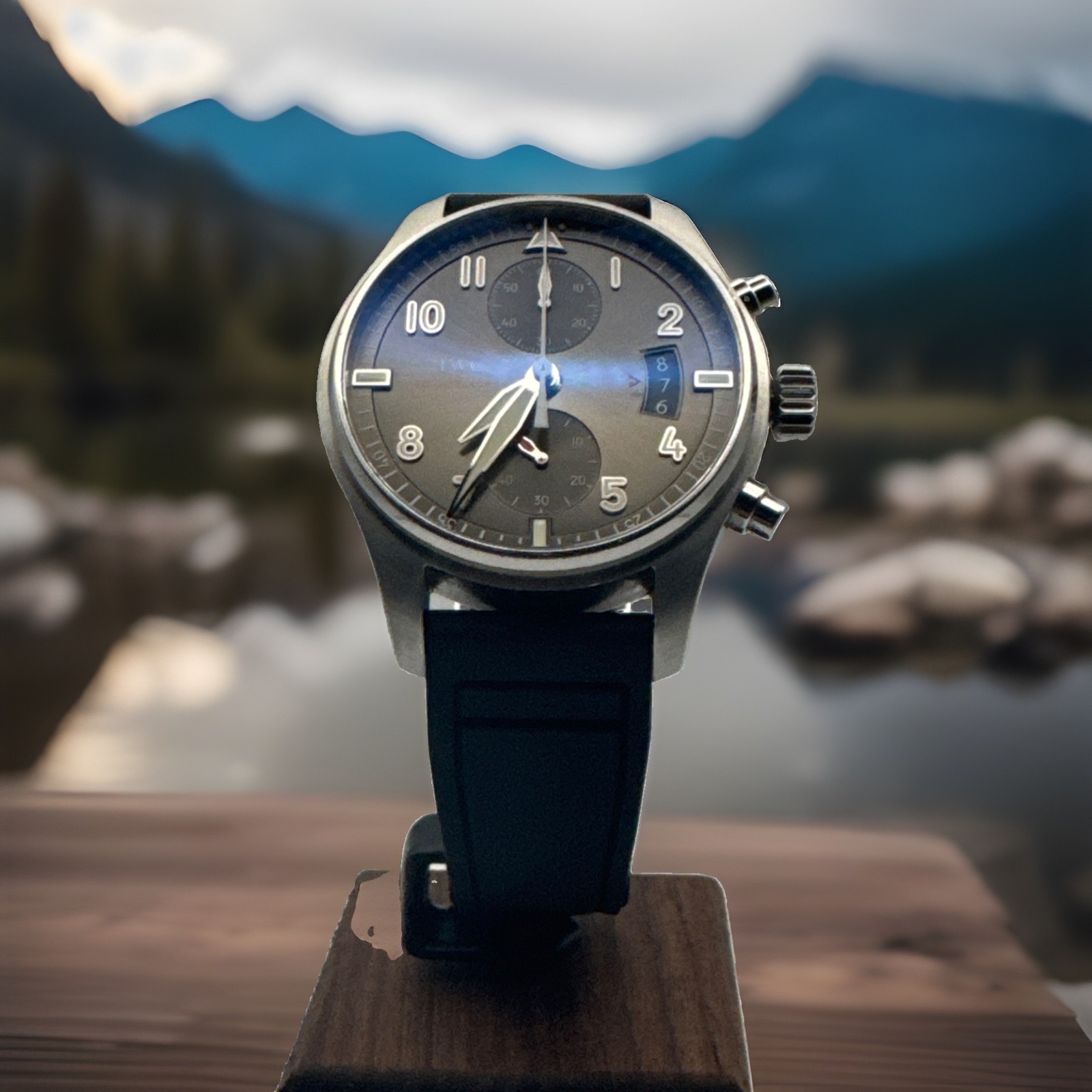 IWC Spitfire Flyback Chronograph IW387802 41mm Grey Dial Rubber Strap