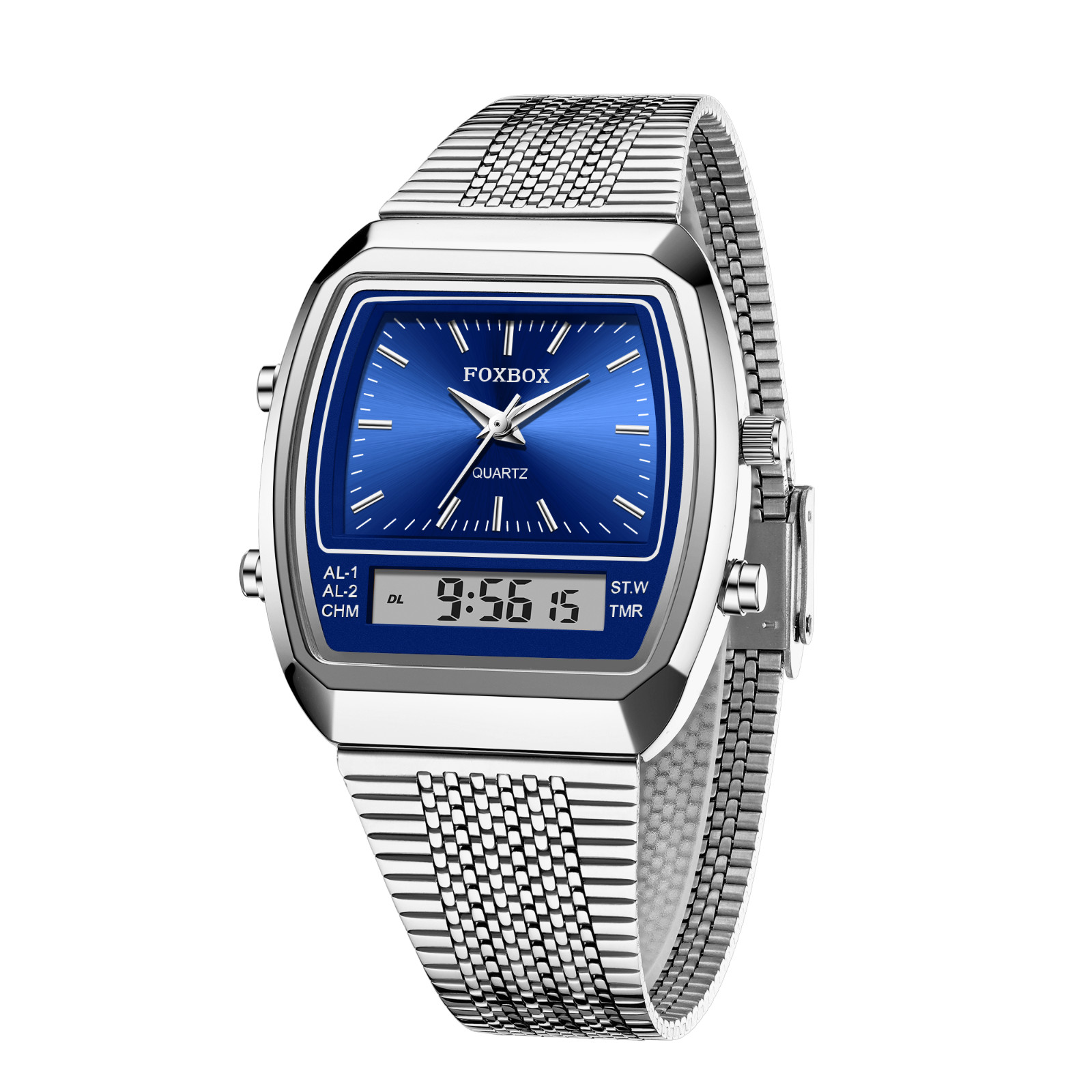 LIGE Men Watch Stainless Steel Dual Time Luminous Waterproof Quartz Wristwatch