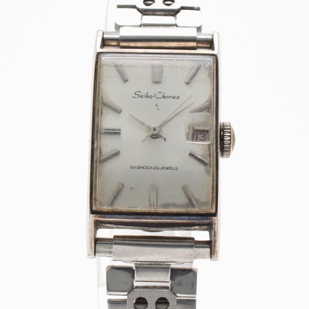 Working condition SEIKO Chorus manual winding date ladies square watch