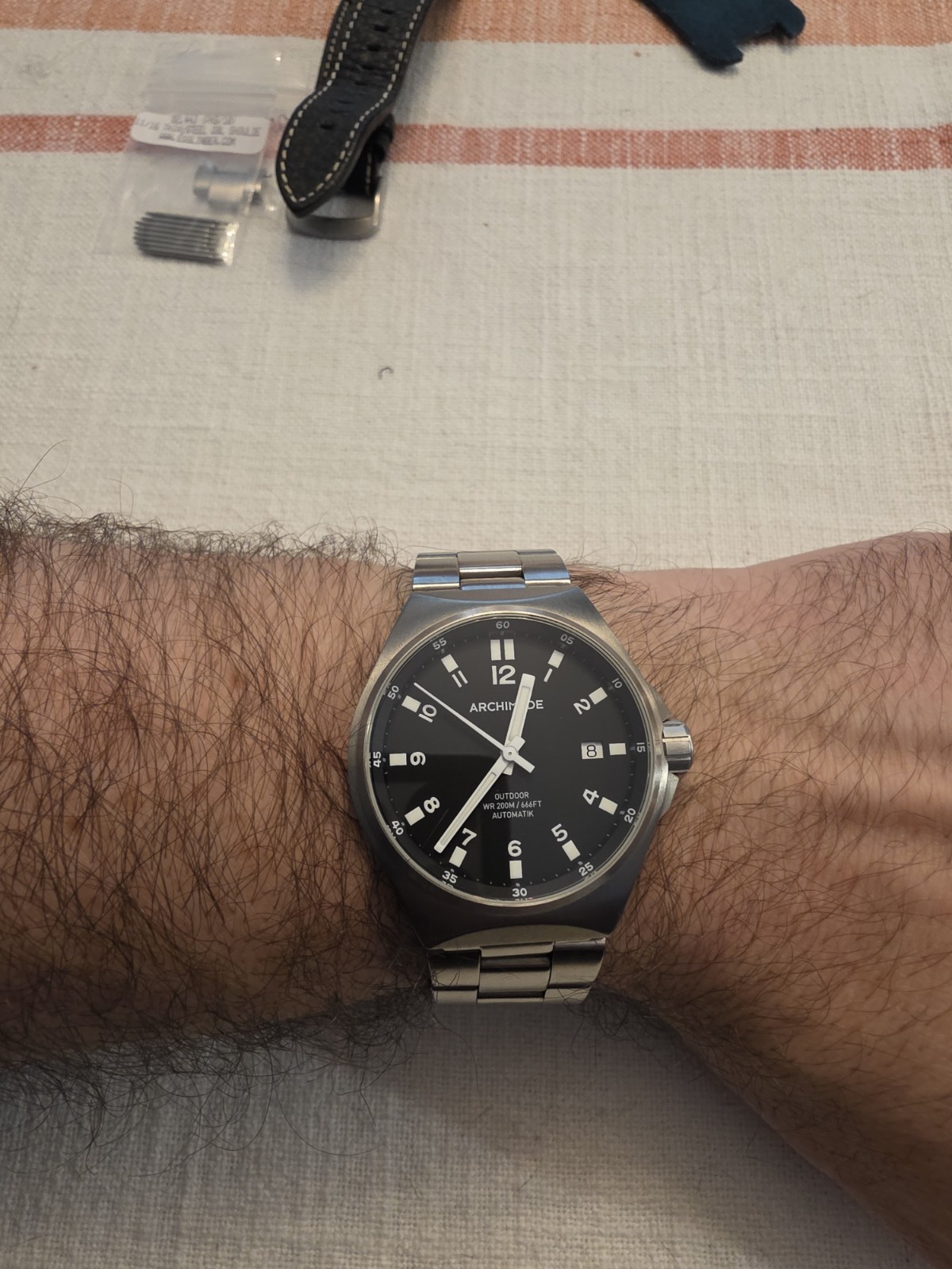 Archimede Outdoor Automatic Black Dial Sapphire 200m Date Steel Bracelet