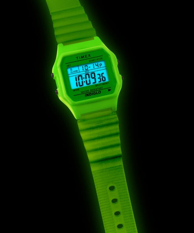Timex T80 34MM RESIN STRAP DIGITAL WATCH GLOW IN DARK TW2Y02600