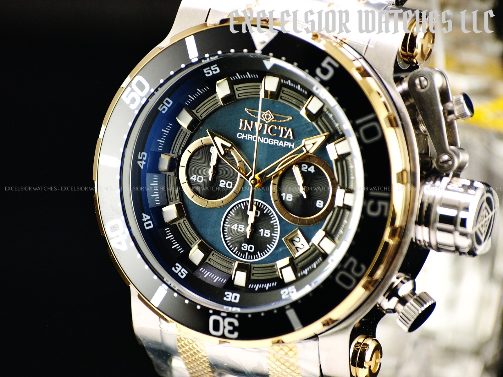 New Invicta Men’s 52mm Coalition Forces Quartz Chronograph Two Tone SS MOP Watch