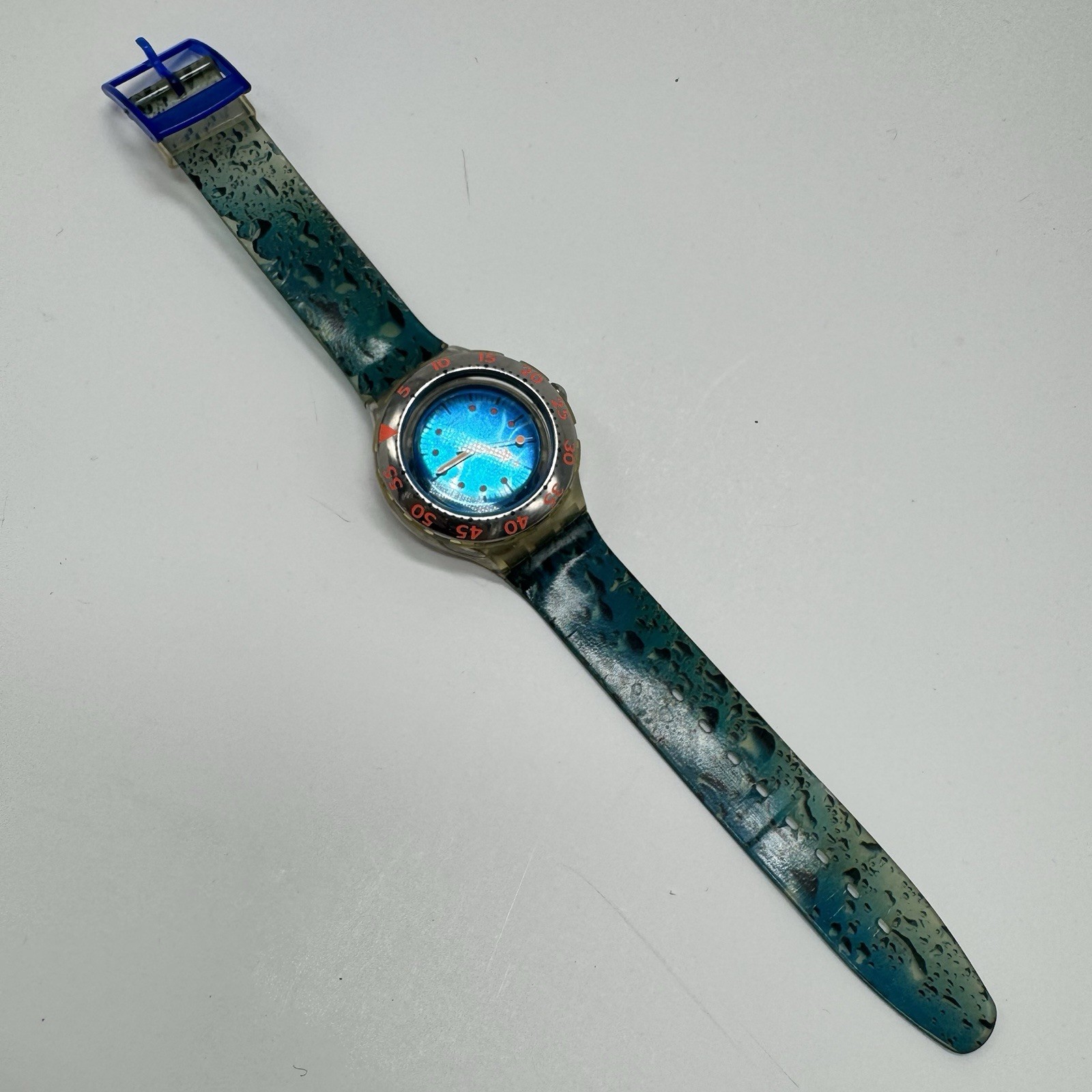 Swatch Scuba 200 Watch Water Drop SDK123 Working Ticking Watch Band Is Peeling