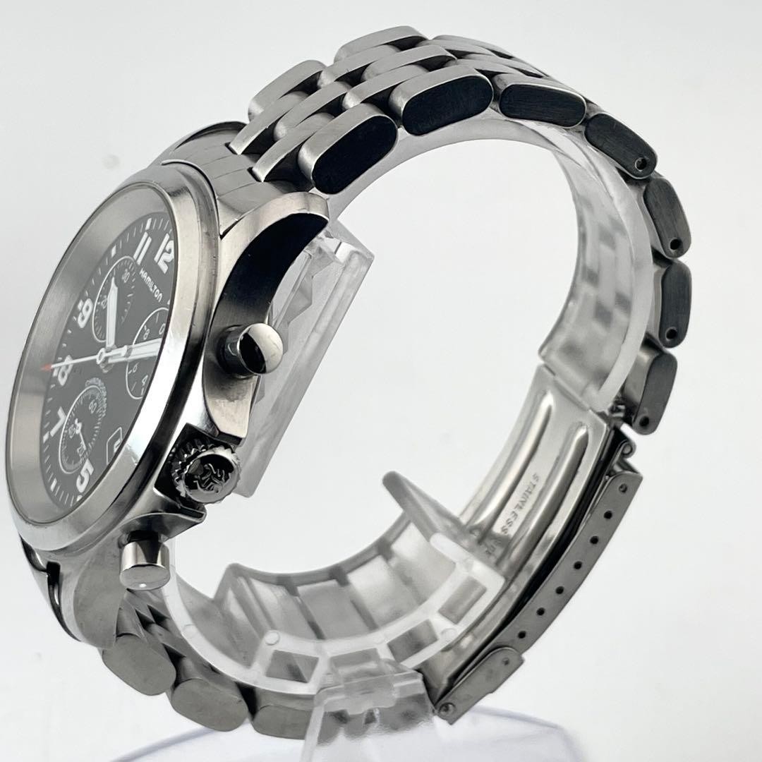 Hamilton Chronograph Date Quartz Working Watch 17cm 6.69in Black Dial 3832 Japan
