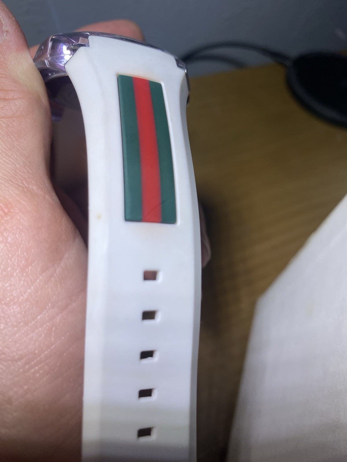 Gucci Sync 46mm Clear Transparent Nylon Case with White Rubber Straps