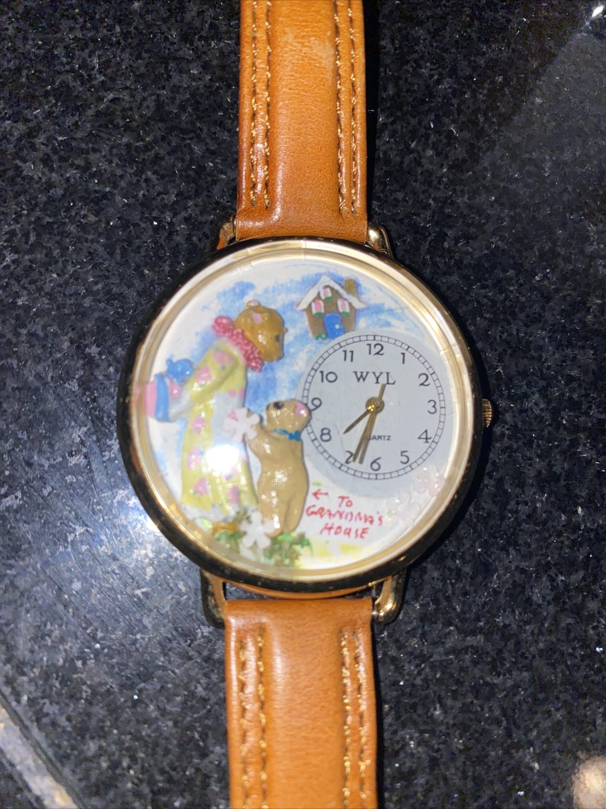 Vintage Watch Bears Battery Operated Genuine Leather Band