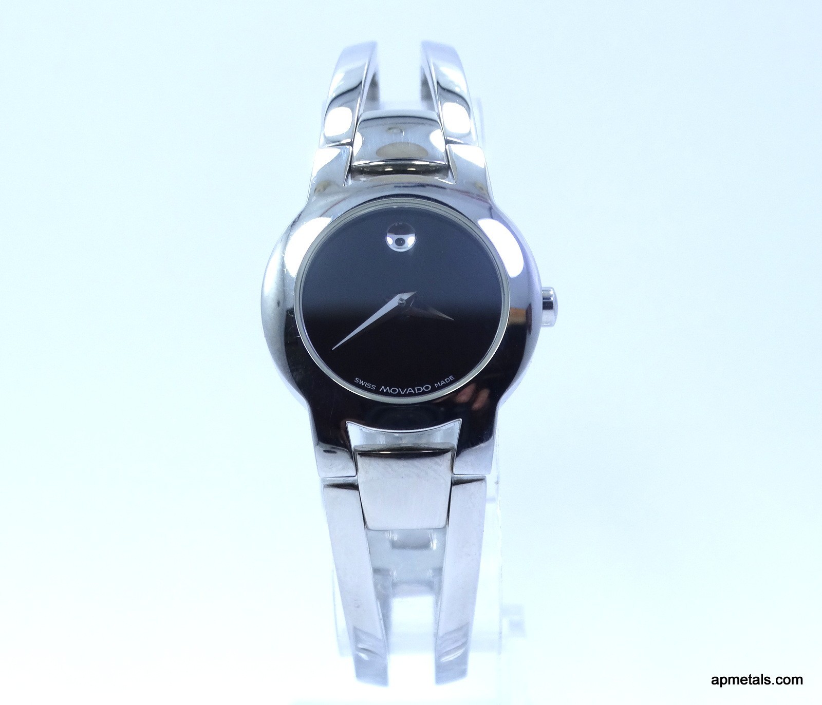 Ladies MOVADO AMOROSA Bangle Sapphire 84-E4-1842 Stainless Watch w/ Extra Links