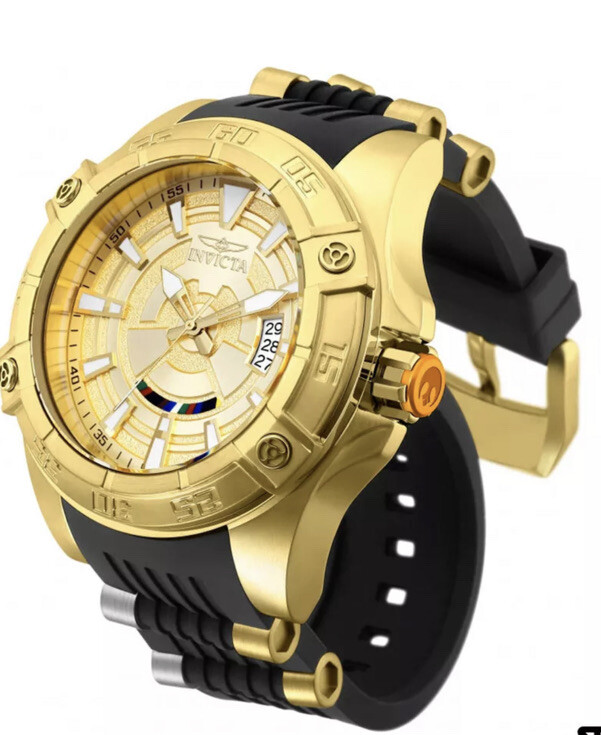New Mens Invicta 26521 Star Wars C-3PO AUTOMATIC Black Rubber Strap Watch