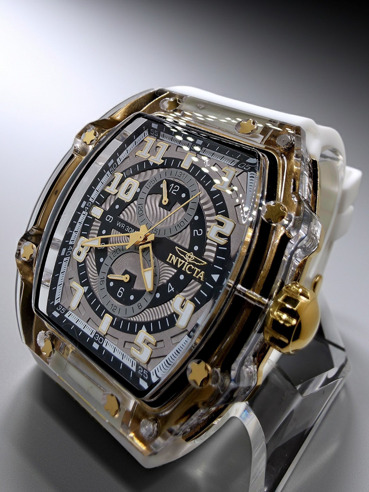 🔥🔥🔥Invicta Racing Cyclone men 48.5mm White gold🔥🔥🔥