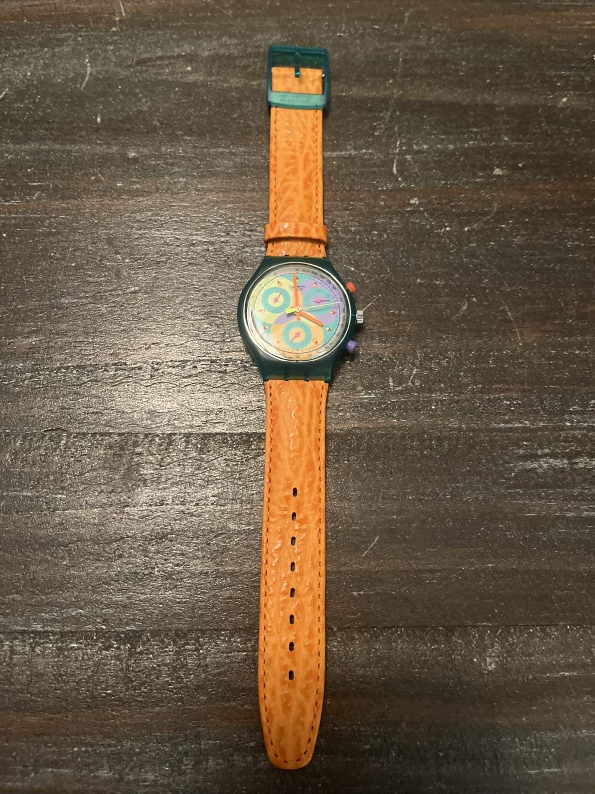 Vtg 1992 Swatch Unisex 37mm Watch Sound Multicolor Chrono SCL102
