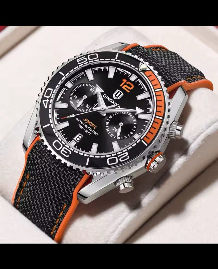 Sport Men’s Quartz Wristwatch Chronograph Rotating Bezel Date 30m