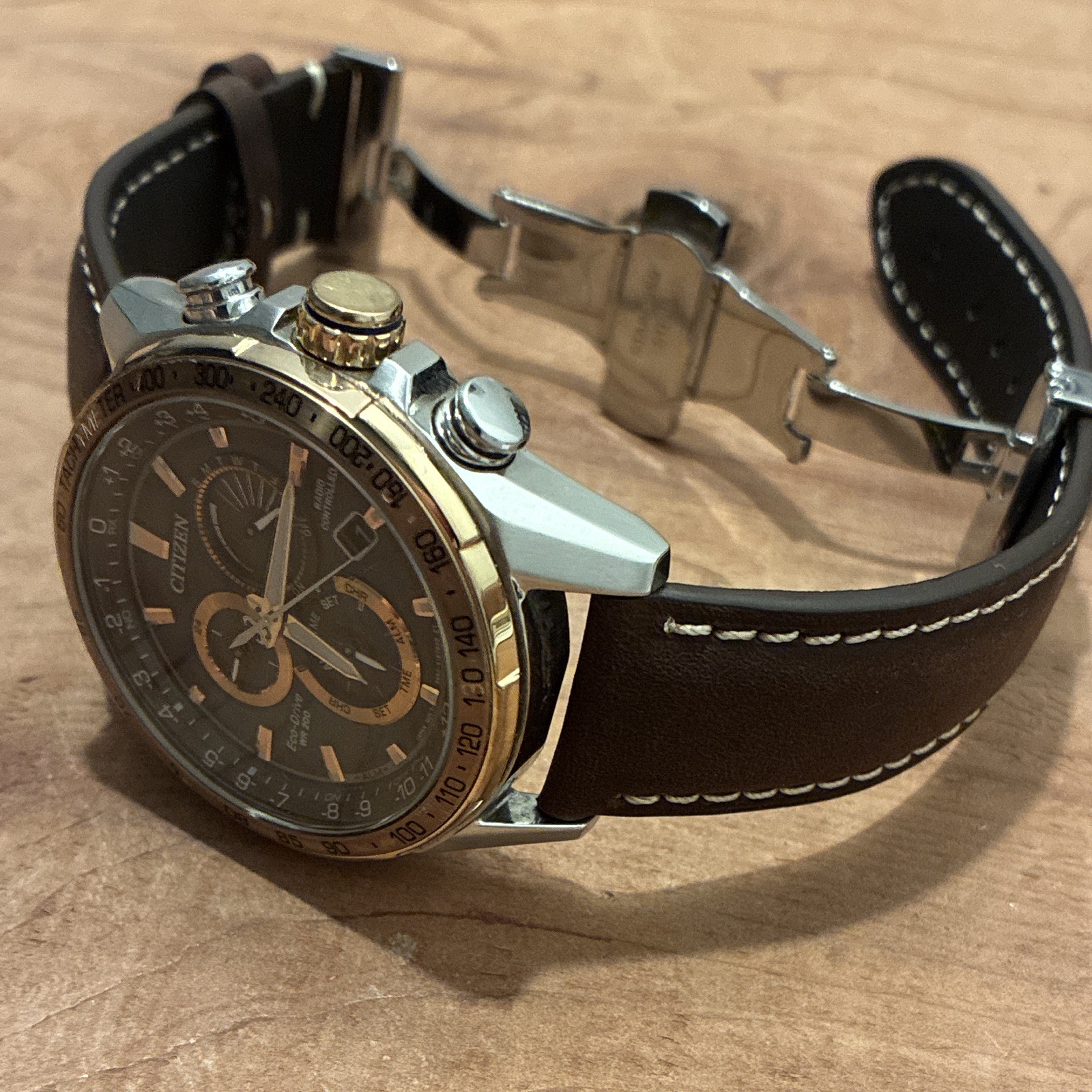 Citizen EcoDrive Atomic Two-Tone Stainless Steel WR200 Watch CB5916-59L