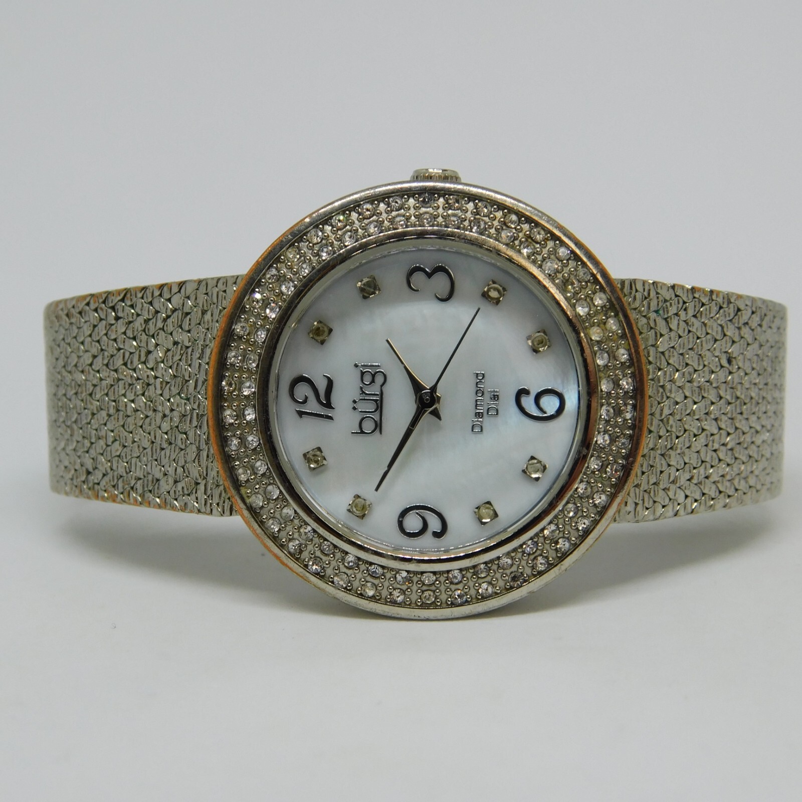 Burgi BUR097SS Diamond Dial Quartz Analog Women’s Watch Sz. 6 1/4″ New Battery