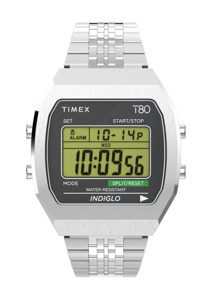 Timex Unisex T80 Steel 36mm One Size, Stainless Steel/Digital/Stainless