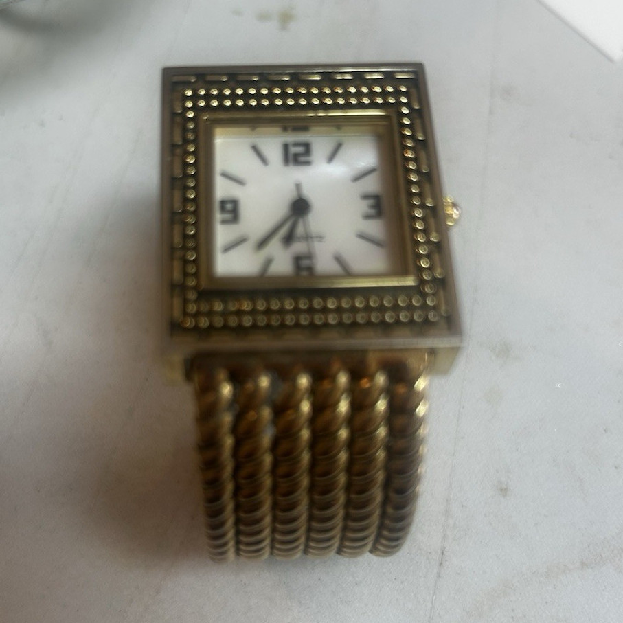Women’s Square Analog White Dial Gold Tone Stainless Steel Bracelet 12-Hour