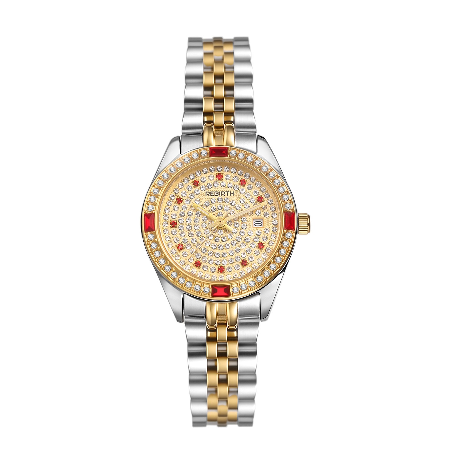 Women Girls Small Dial Two Tone Stainless Steel Quartz Bracelet Wrist Watch