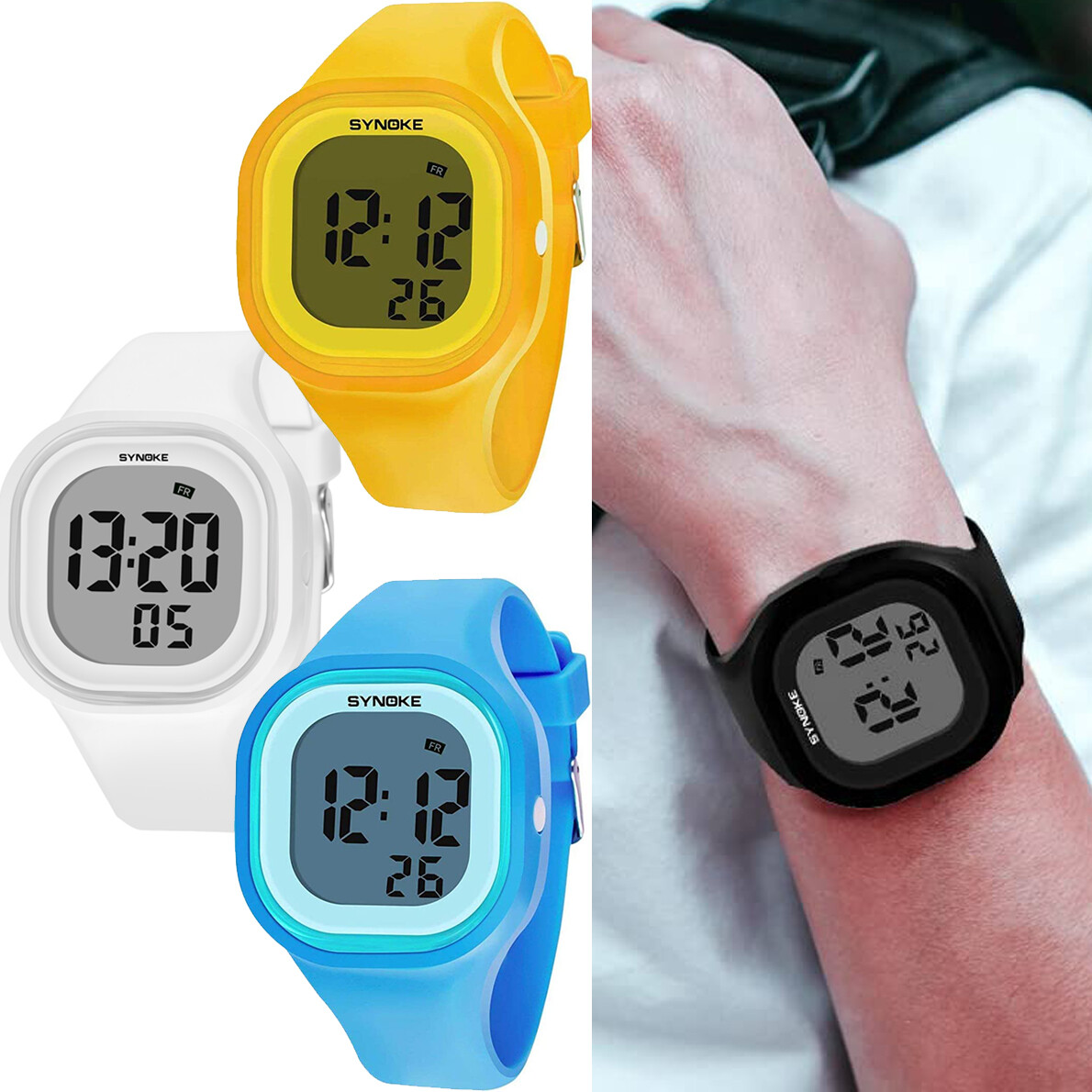Men Womens Sports Watch Large Face Digital Waterproof Silicone Wristwatch Gifts