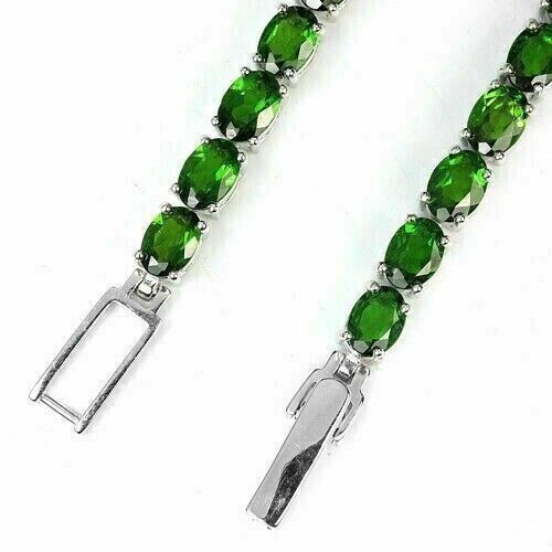 Silver Watch Chrome Diopside Genuine Natutal Gems Solid Sterling 19cm 7.5 Inch