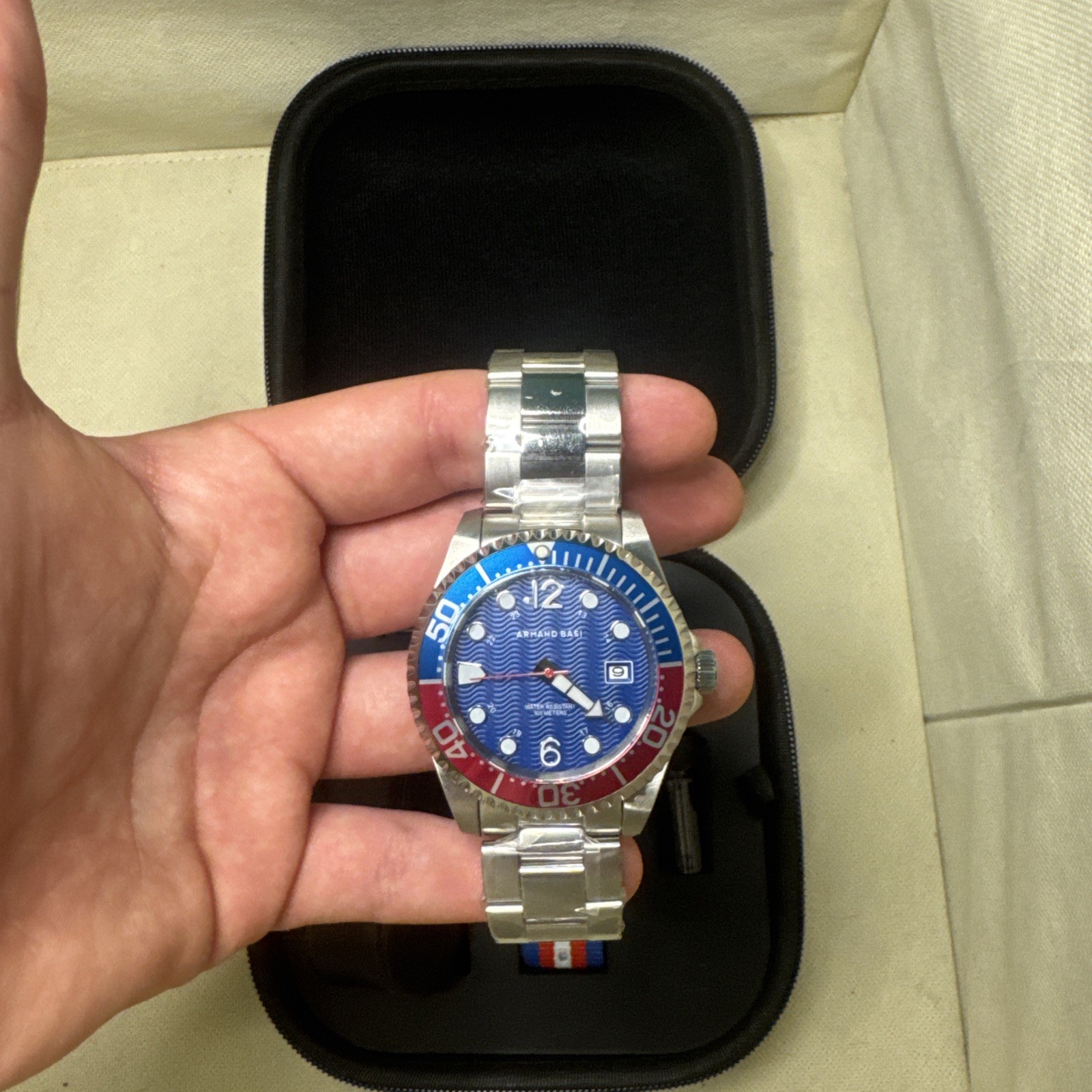 Armand Basi Rocket Automatic Men’s Watch – Blue Wave Dial Pepsi Bezel NH35