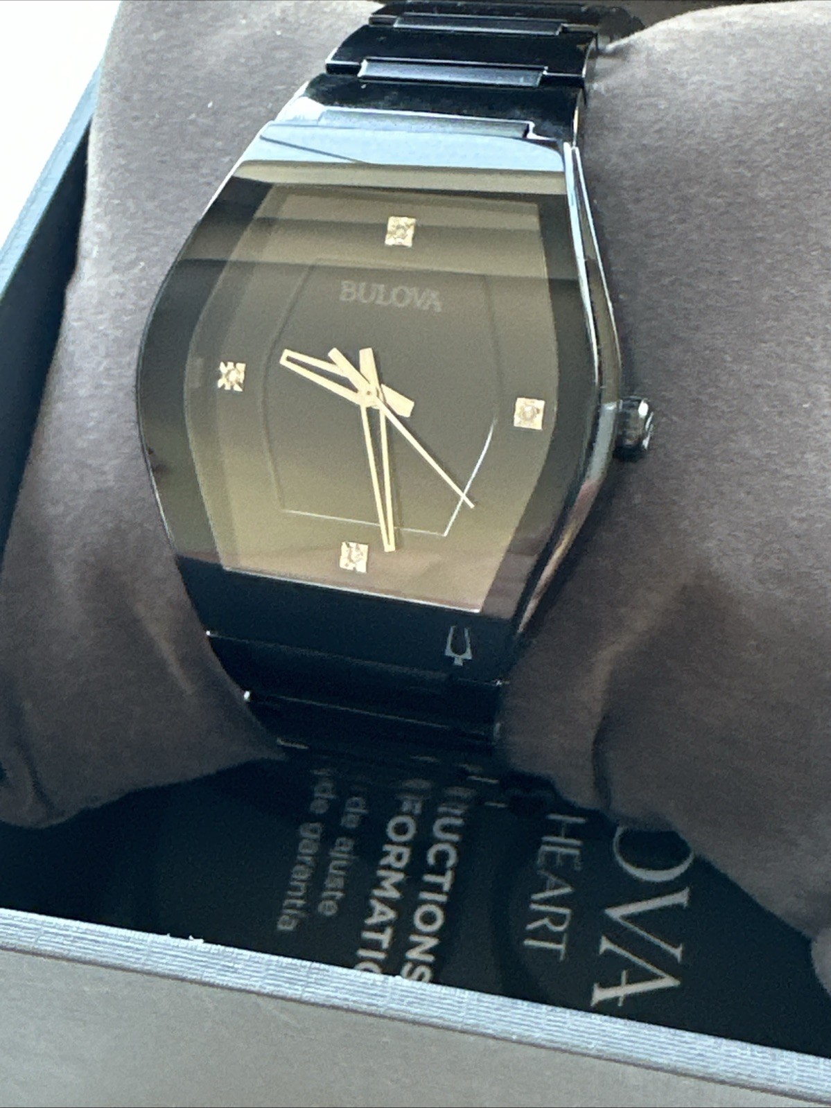 Bulova Gemini Men Quartz Black Crystal Watch 40MM 98D177